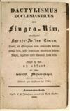 ÁRNASON, JÓN, Bishop. Dactylismus ecclesiasticus; edur Fingra-rím, vidvikjandi kyrkju-arsins Tímum.  1838